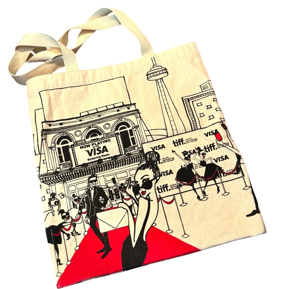 Stylish Cream Tote Bag with Graphic Design TIFF